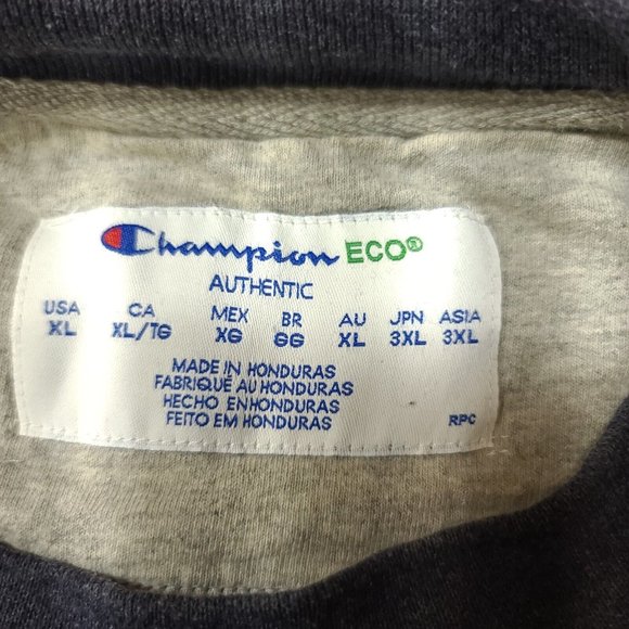 Champion Eco Authentic Mens XL Dark Grey Heavyweight embroidered Logo Sweatshirt - Picture 9 of 9